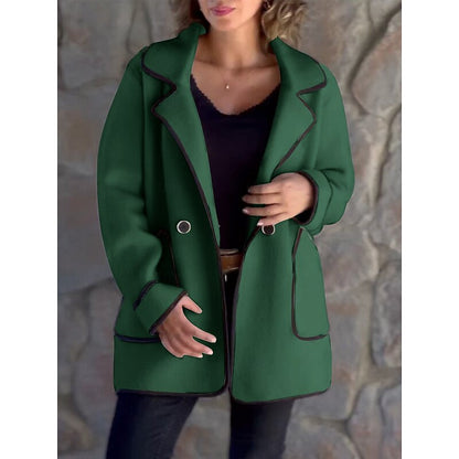 Contrast-Trim Relaxed Coat