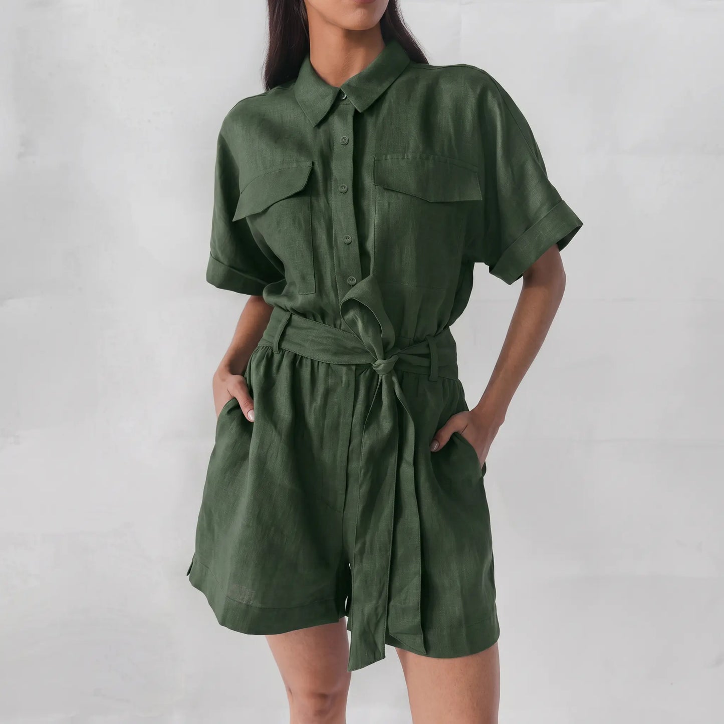 Kaelos - Utility Jumpsuit Cotton Linen Blend Bohemian Style