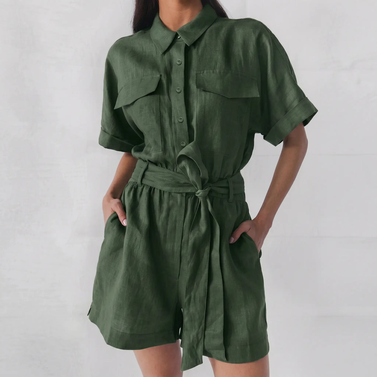 Kaelos - Utility Jumpsuit Cotton Linen Blend Bohemian Style