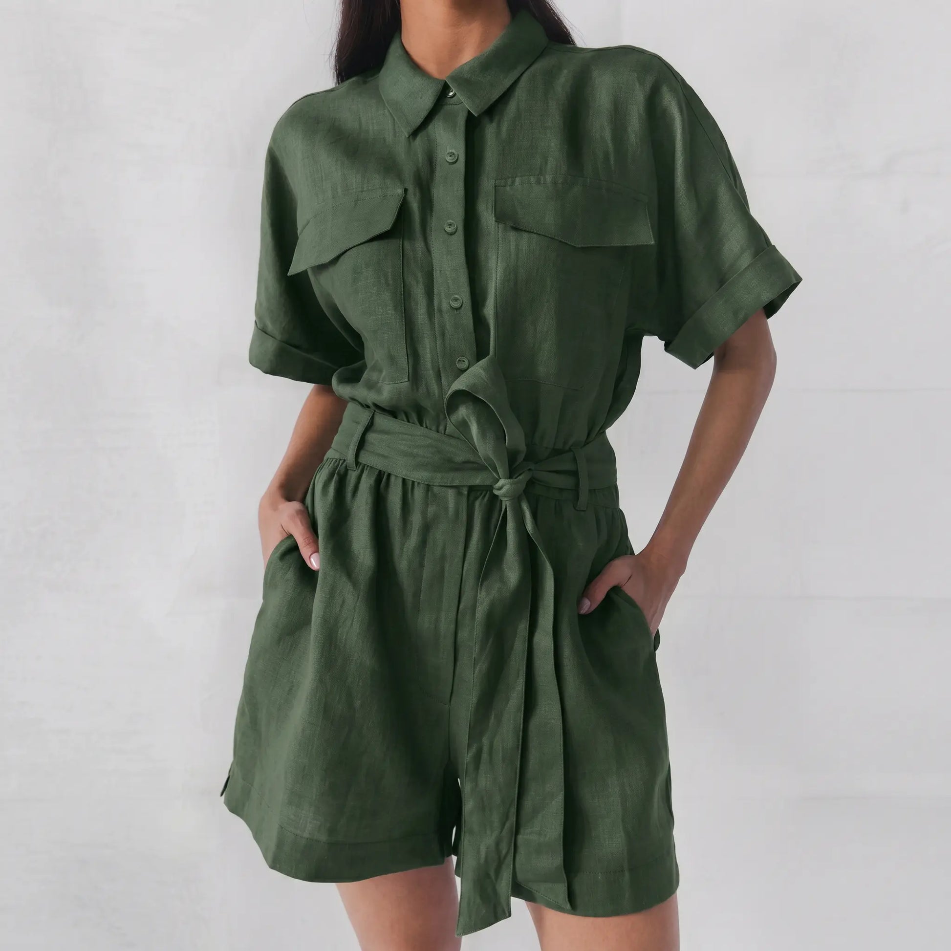 Kaelos - Utility Jumpsuit Cotton Linen Blend Bohemian Style