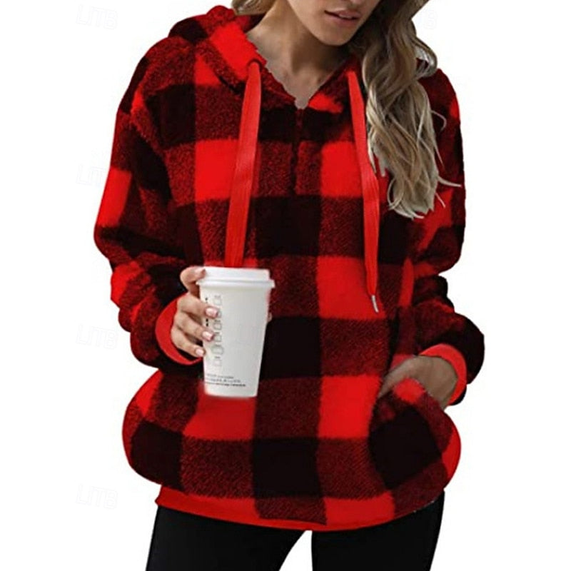 Checkered Quarter-Zip Hoodie