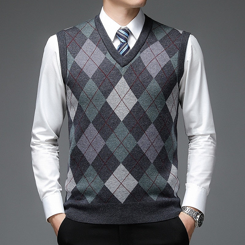Argyle V-Neck Sweater Vest