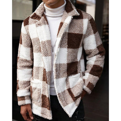 Checked Standing-Collar Jacket