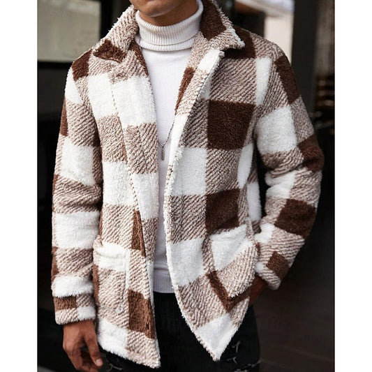 Checked Standing-Collar Jacket