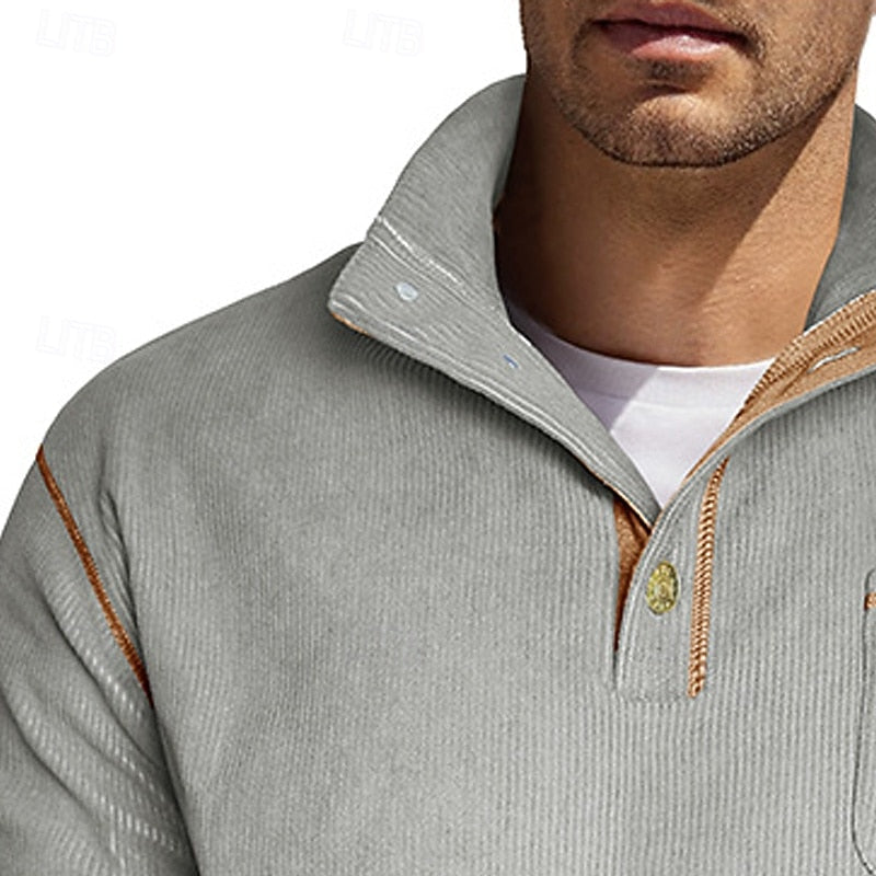 Textured Half-Button Pullover