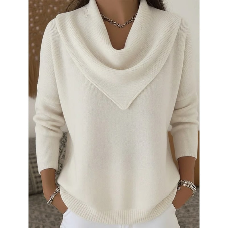 Cowl-Neck Knit Sweater
