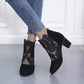 Lace-Accent Block Heel Ankle Boots