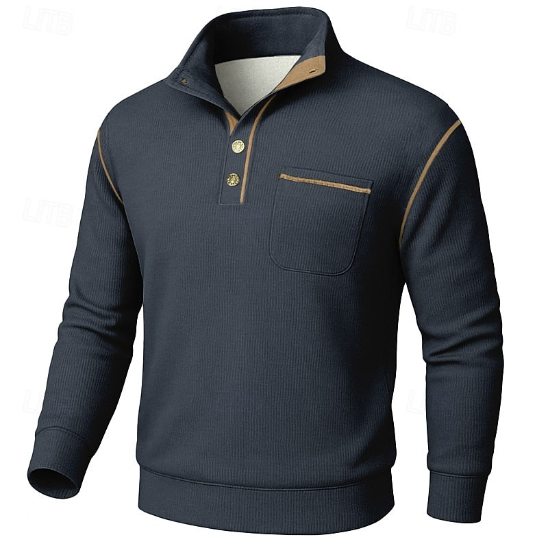 Textured Half-Button Pullover