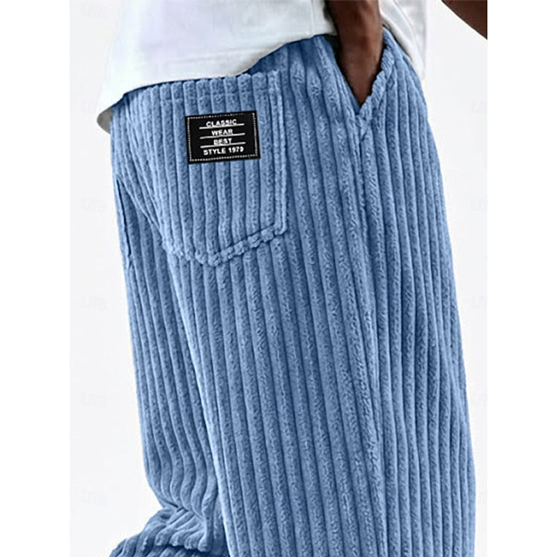 Ribbed Straight-Leg Pants