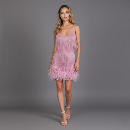 Fringe and Feather Party Dress