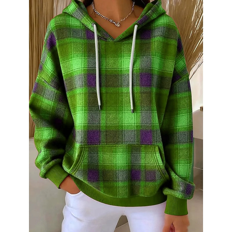 Checked Relaxed Hoodie