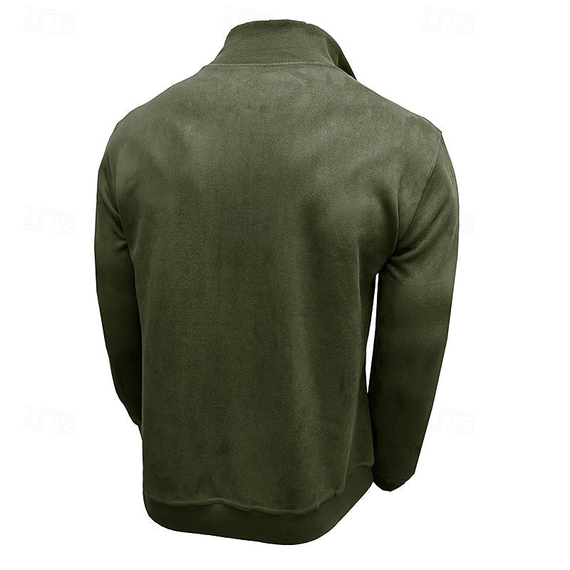 Quarter-Zip Stand-Collar Sweatshirt