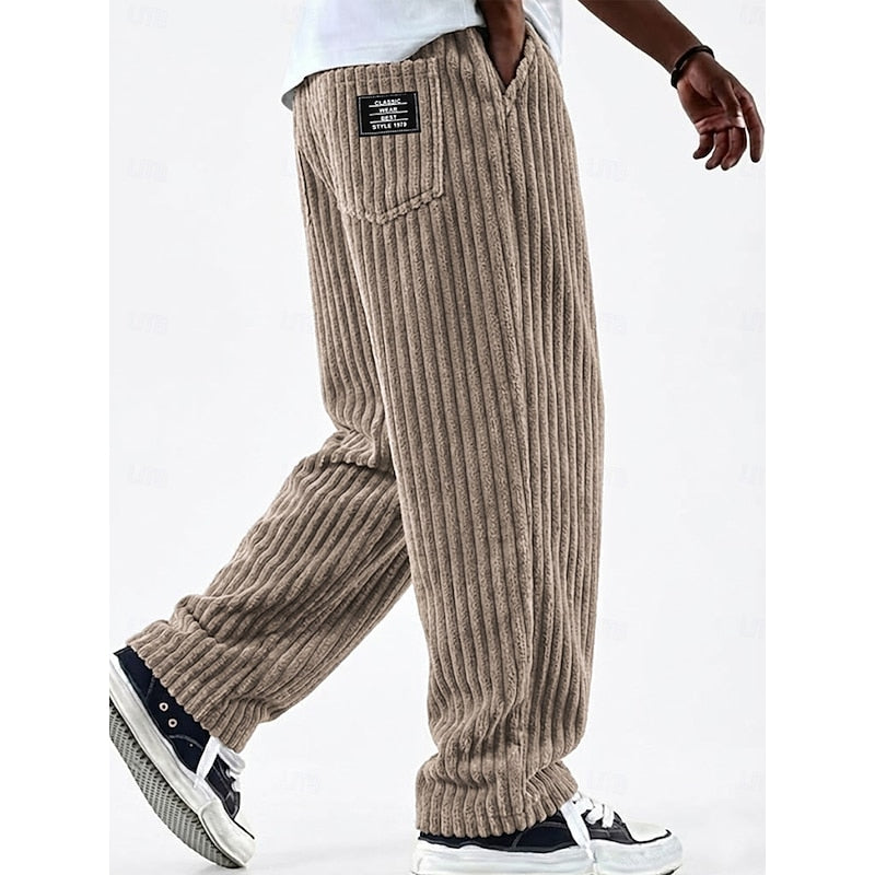 Ribbed Straight-Leg Pants