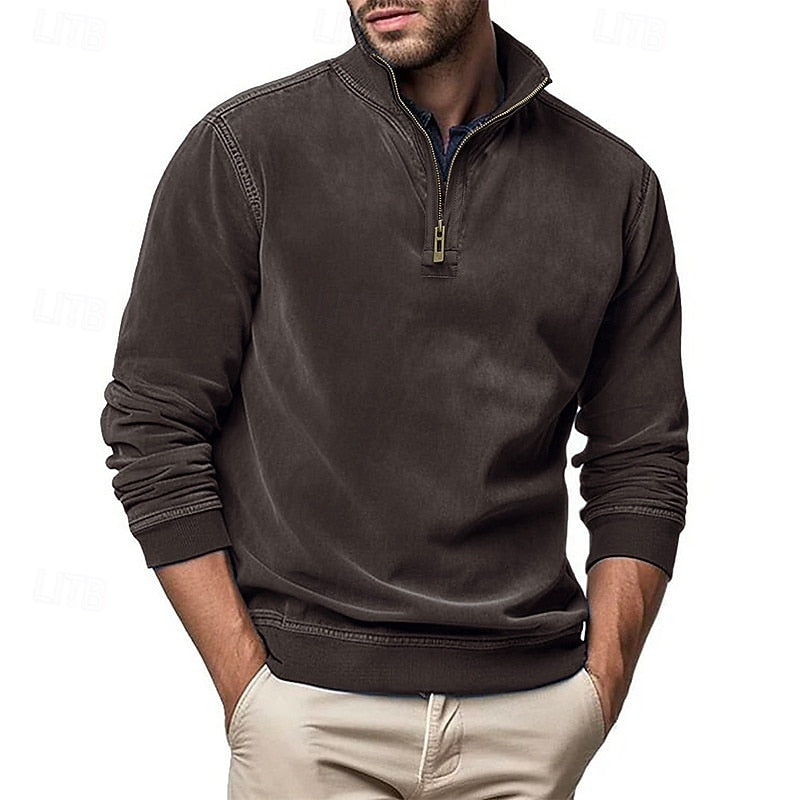 Quarter-Zip Stand-Collar Sweatshirt