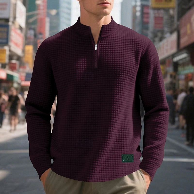 Quarter-Zip Textured Sweatshirt