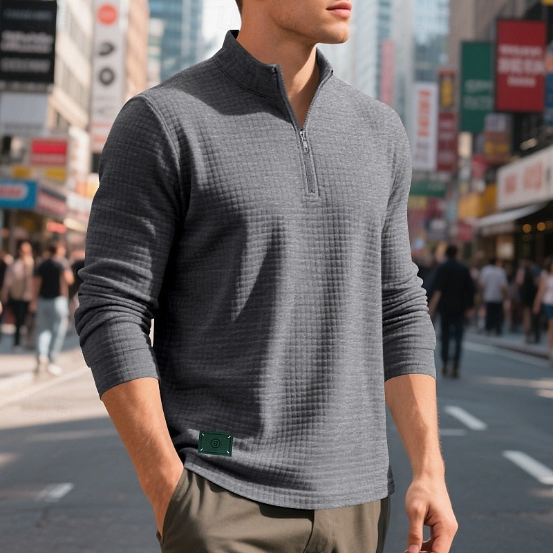 Quarter-Zip Textured Sweatshirt