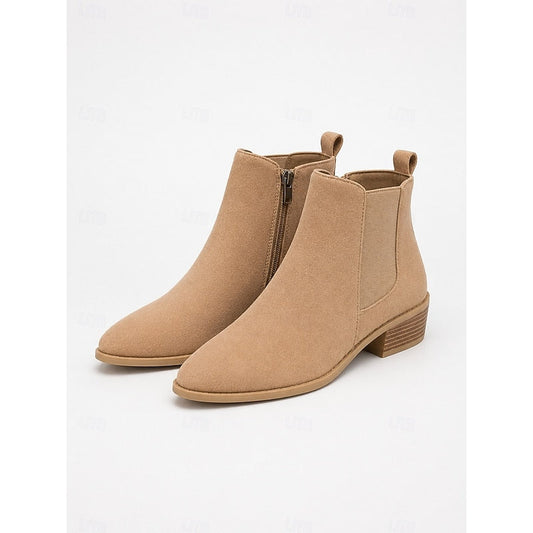 Pointed-Toe Block Heel Ankle Boots