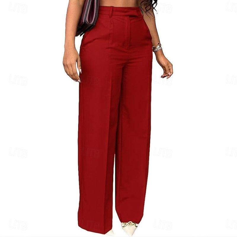 Tailored High-Waist Straight Leg Pants