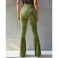 High-Waist Ribbed Flared Trousers