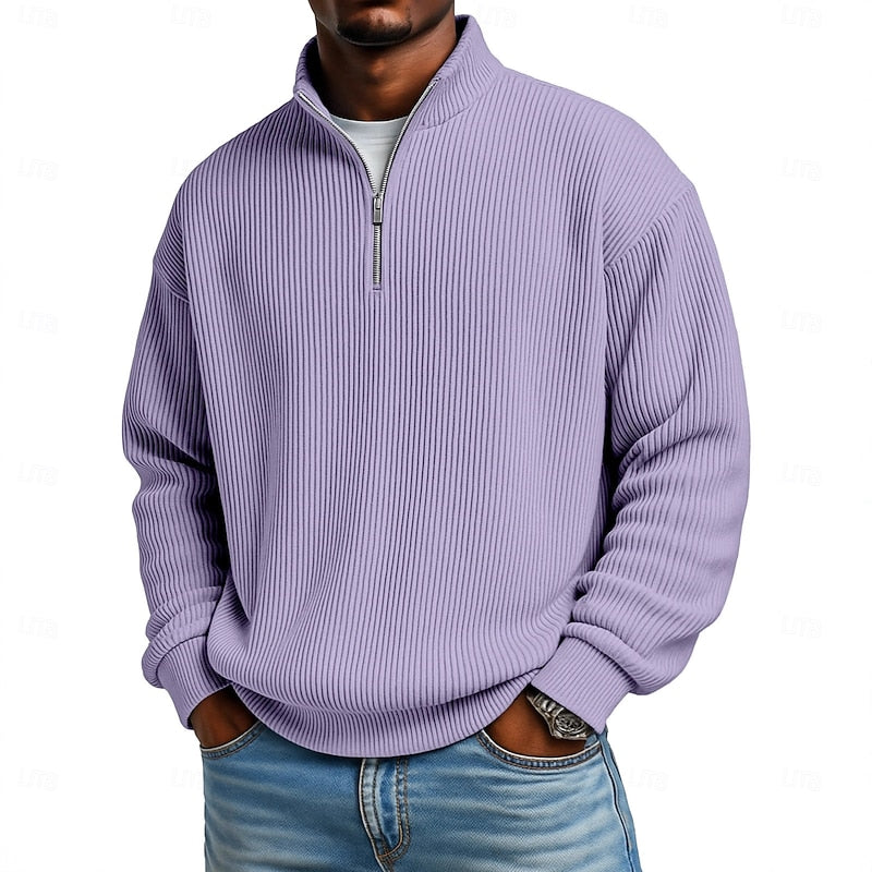 Ribbed Quarter-Zip Pullover
