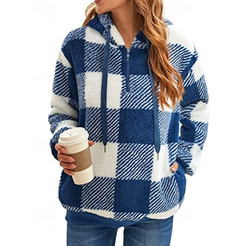 Checkered Quarter-Zip Hoodie