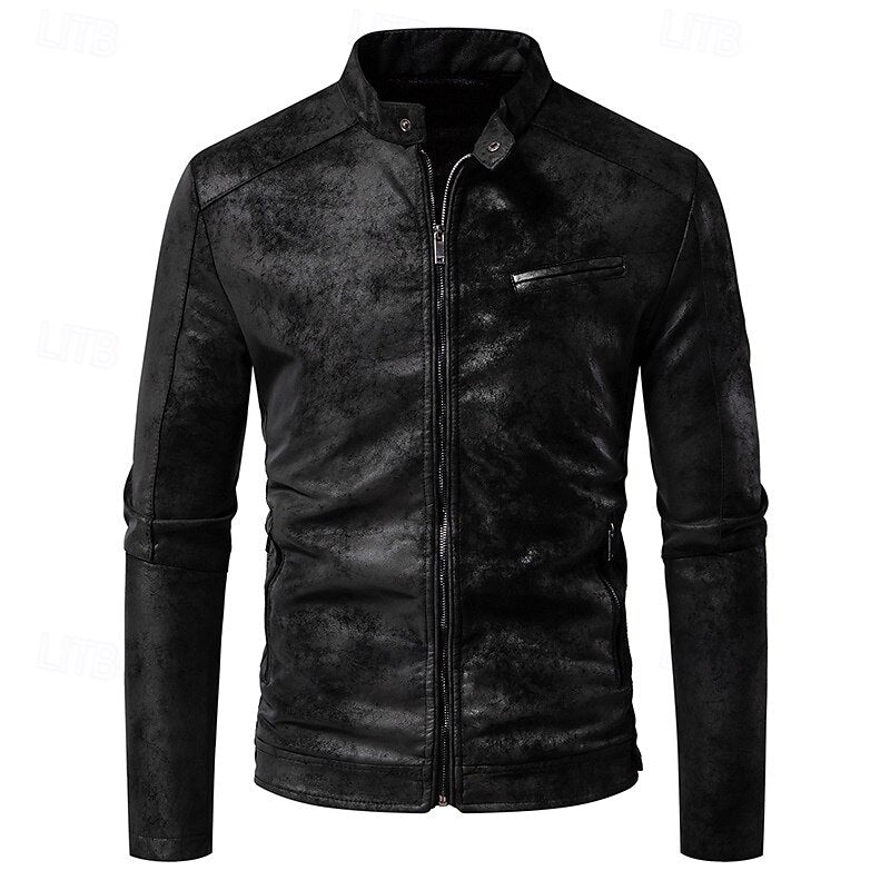 Classic Stand-Collar Biker Jacket