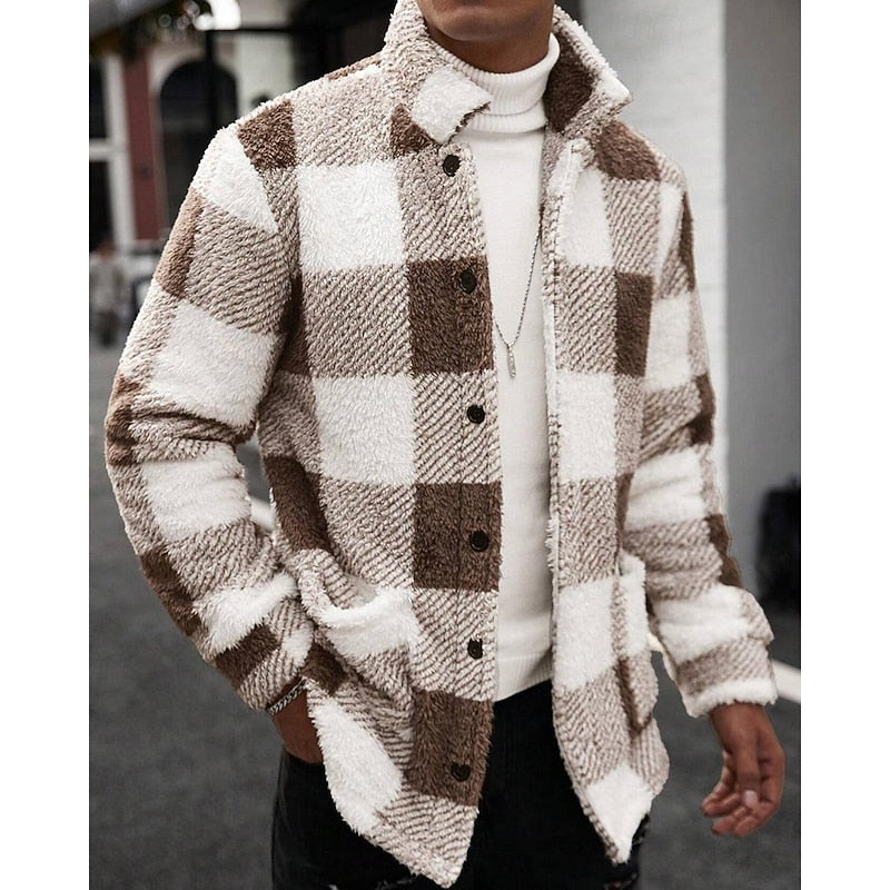 Checked Standing-Collar Jacket