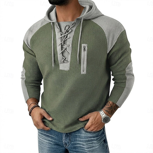 Lace-Up Hooded Pullover