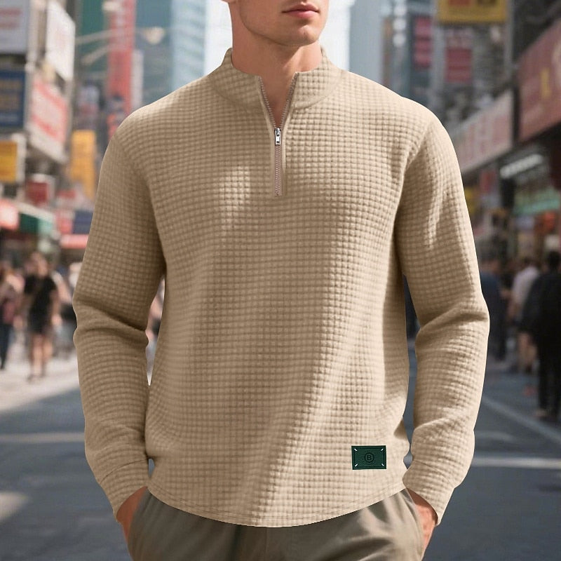 Quarter-Zip Textured Sweatshirt