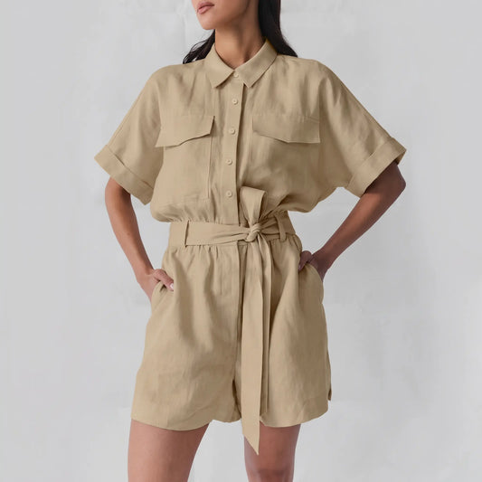 Kaelos - Utility Jumpsuit Cotton Linen Blend Bohemian Style