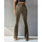 High-Waist Ribbed Flared Trousers