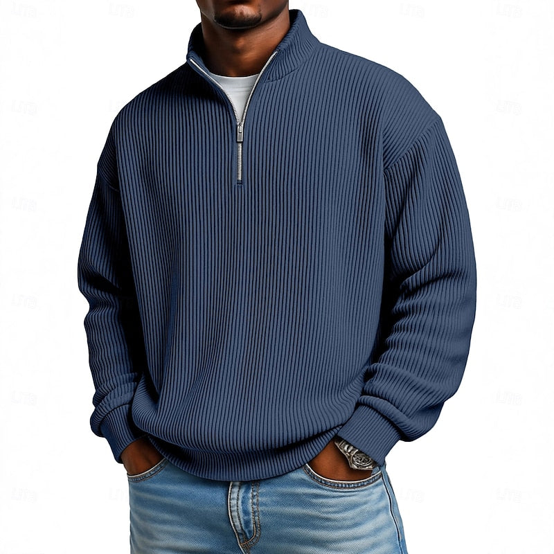 Ribbed Quarter-Zip Pullover