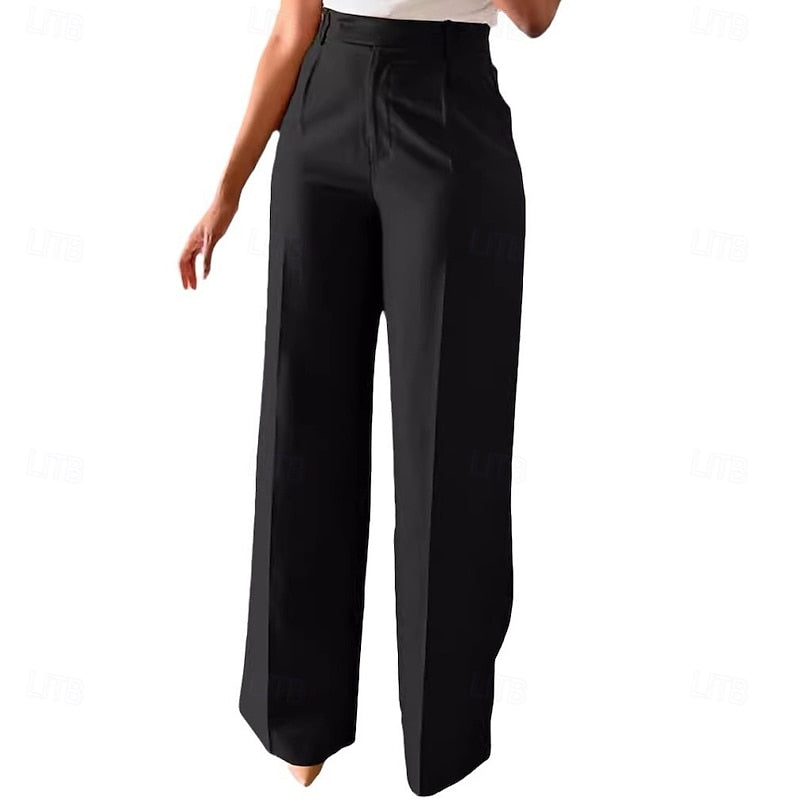 Tailored High-Waist Straight Leg Pants