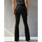 High-Waist Ribbed Flared Trousers