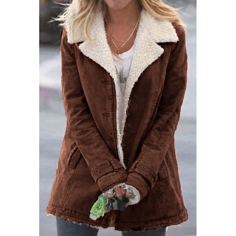 Sherpa-Lined Tailored Coat