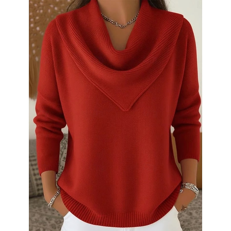 Cowl-Neck Knit Sweater