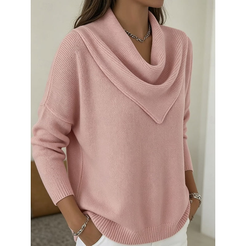 Cowl-Neck Knit Sweater