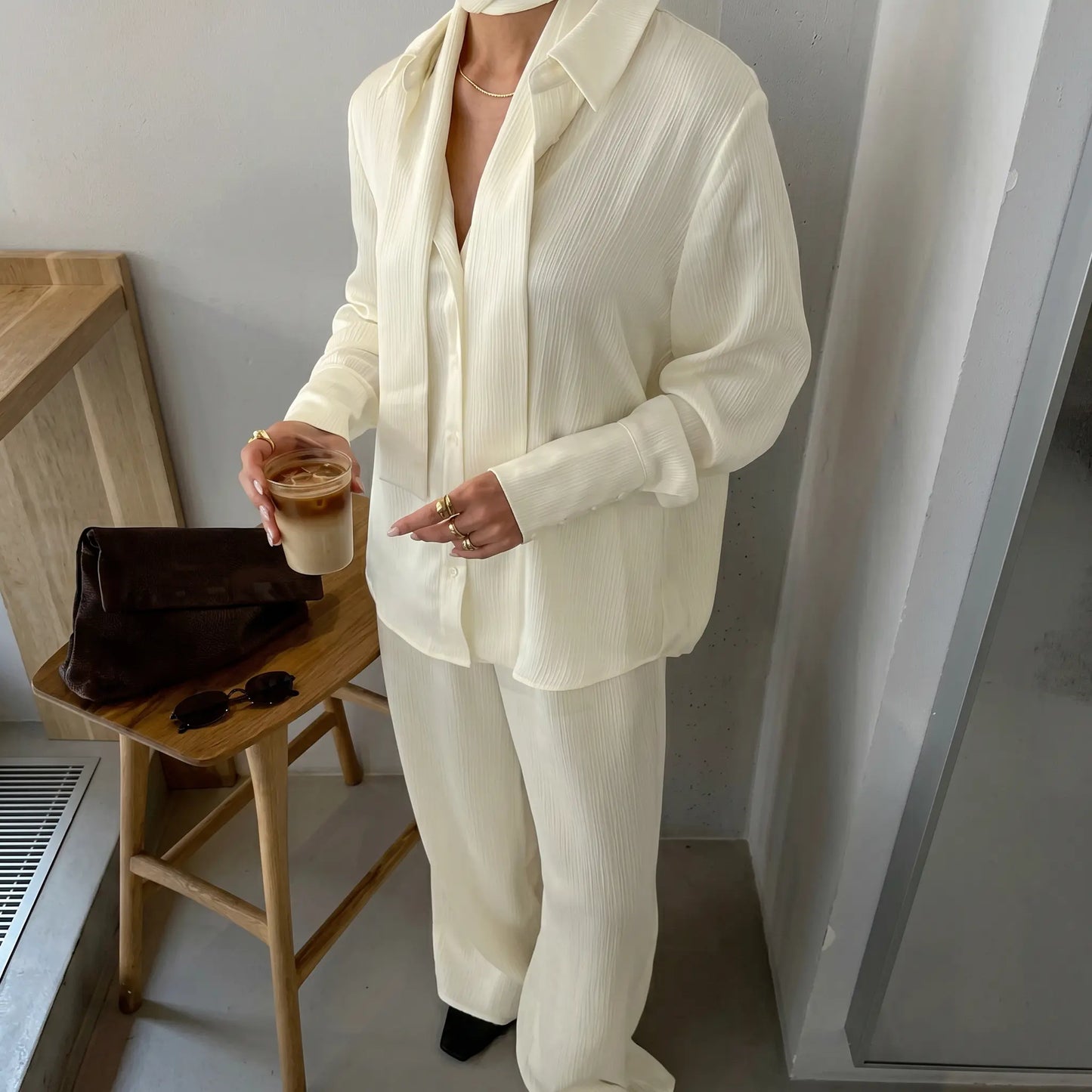 Tarkem - Crinkle Pleat Two-Piece Set