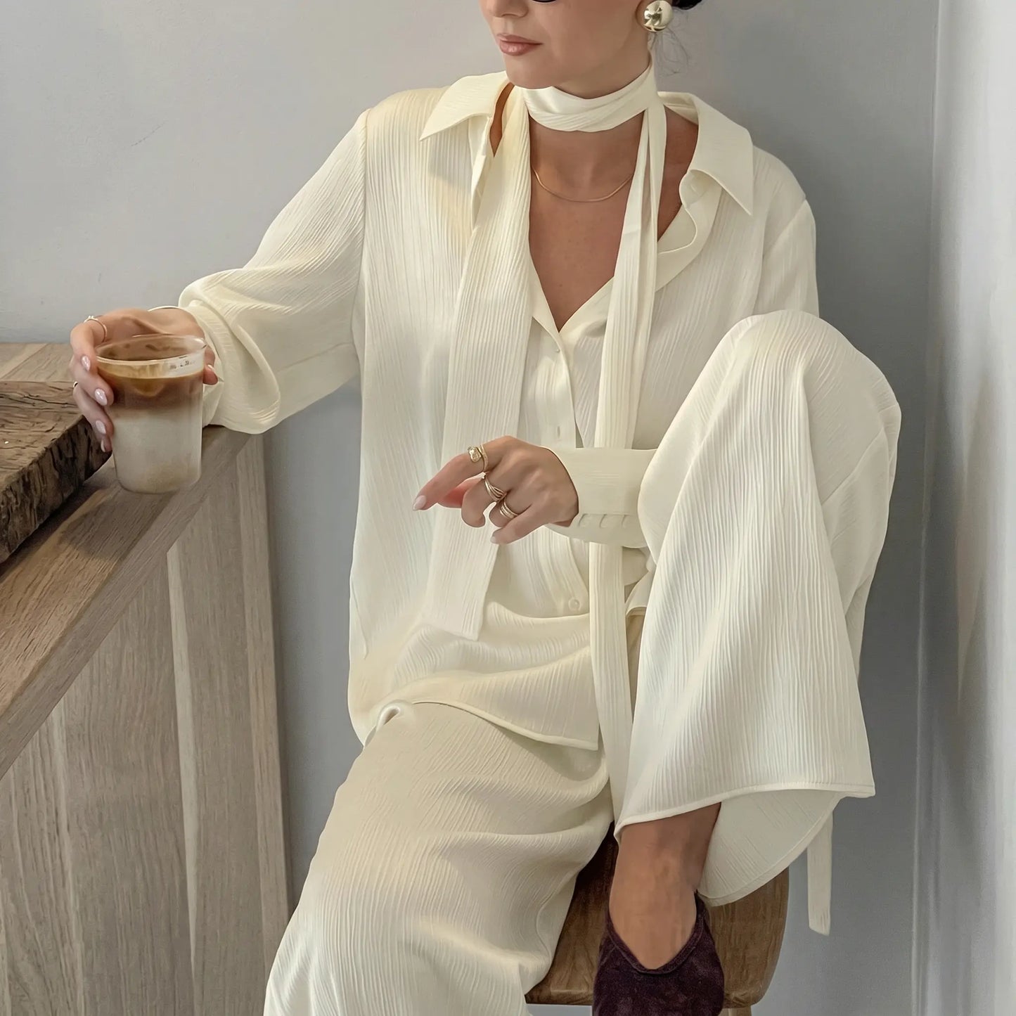 Tarkem - Crinkle Pleat Two-Piece Set