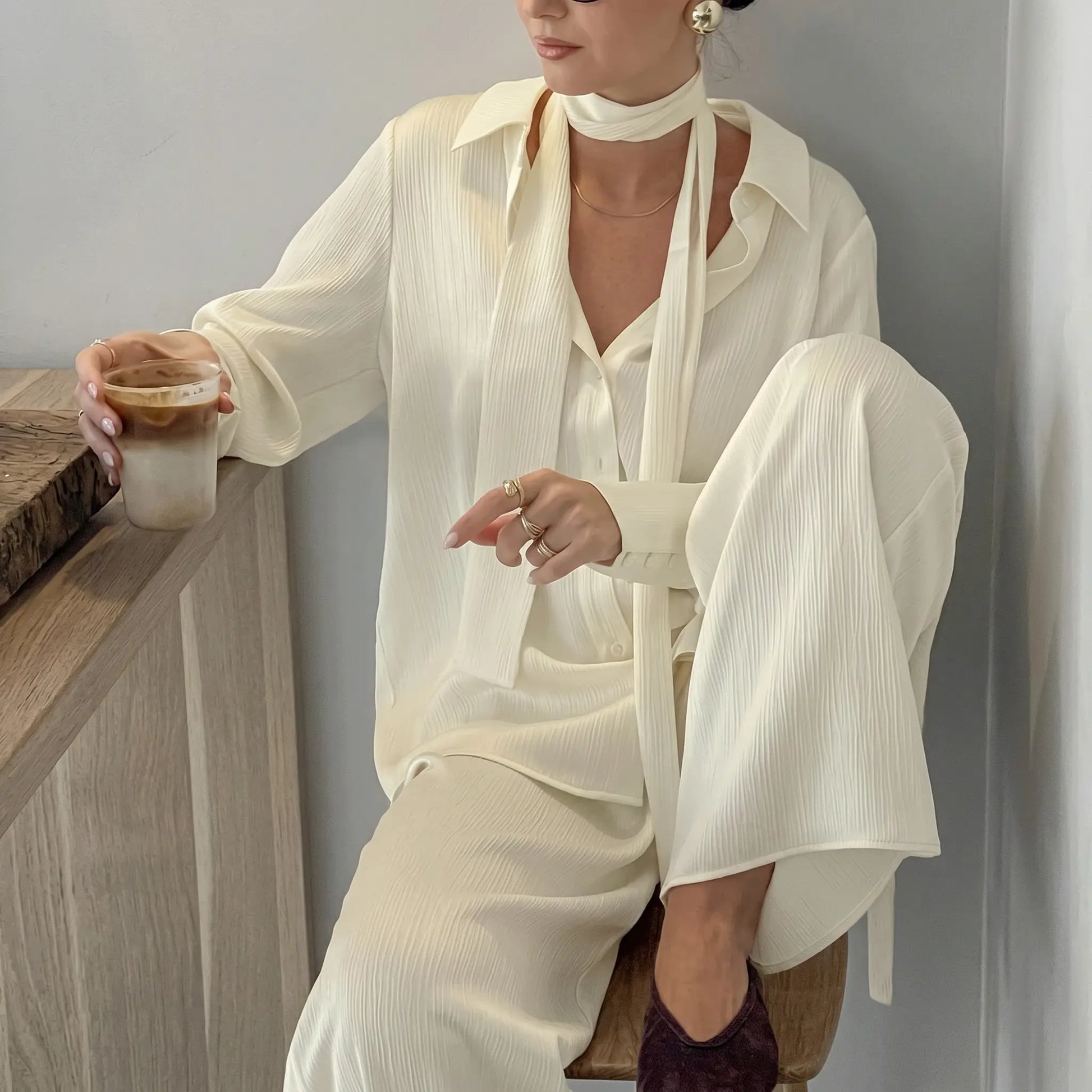 Tarkem - Crinkle Pleat Two-Piece Set