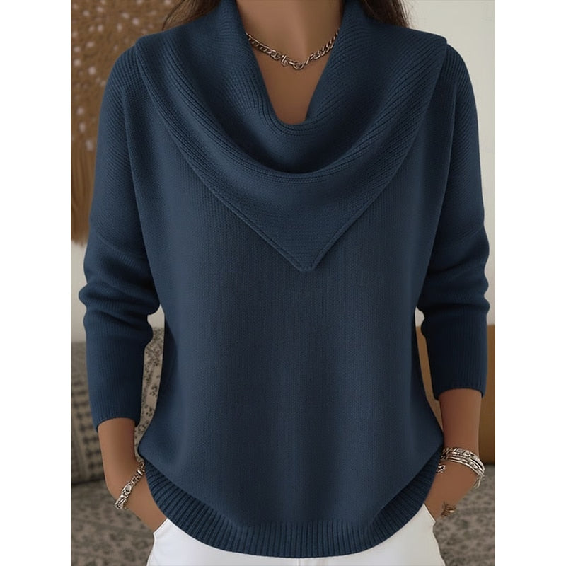Cowl-Neck Knit Sweater