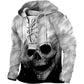 Lace-Up Skull Graphic Hoodie