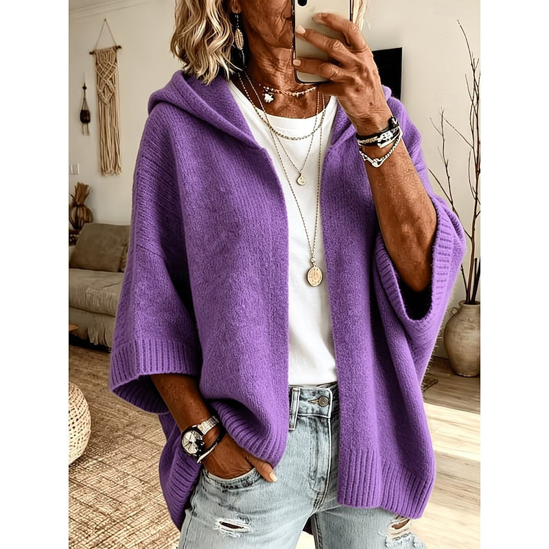 Hooded Open-Front Cardigan