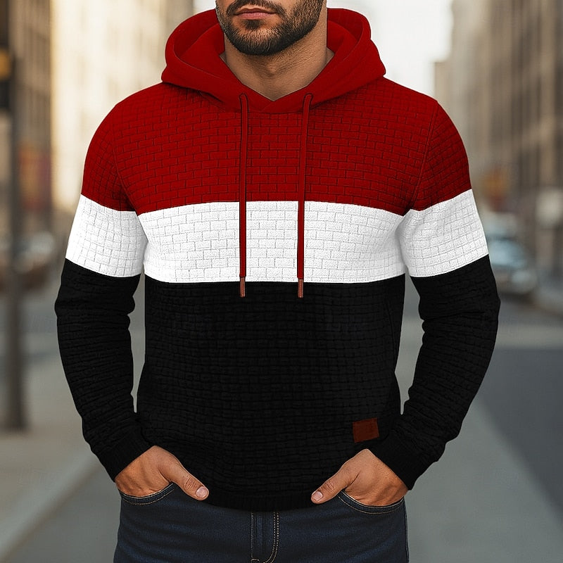 Color-Block Textured Hoodie
