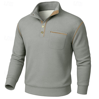 Textured Half-Button Pullover