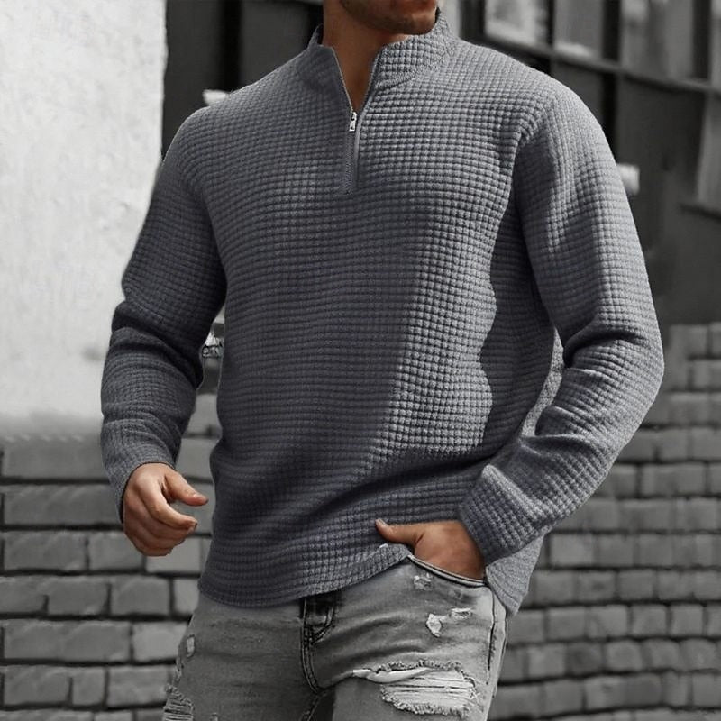 Quarter-Zip Textured Sweatshirt