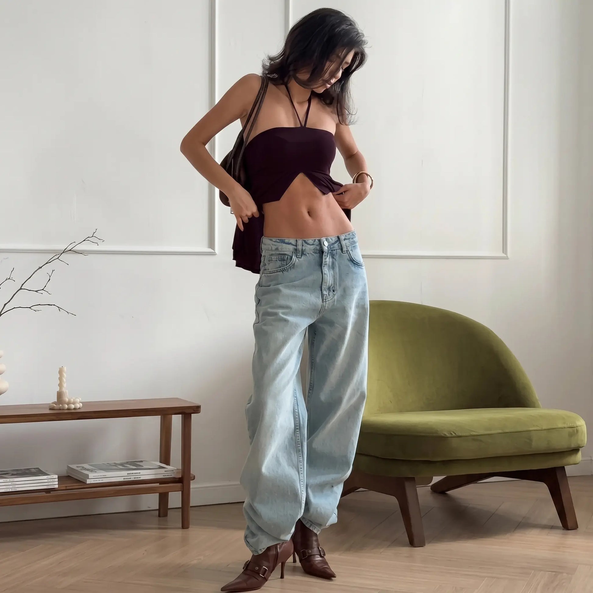 Tzamak - Romantic Ribbed Halter Crop Top