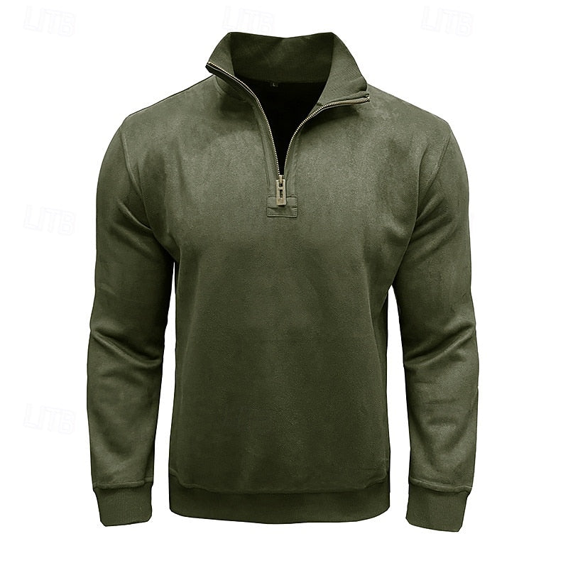 Quarter-Zip Stand-Collar Sweatshirt