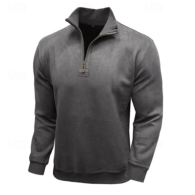 Quarter-Zip Stand-Collar Sweatshirt