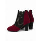 Lace-Accent Block Heel Ankle Boots
